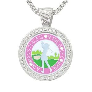 Navika- Chamelion Pink Golf Silhouette Pendant Necklace